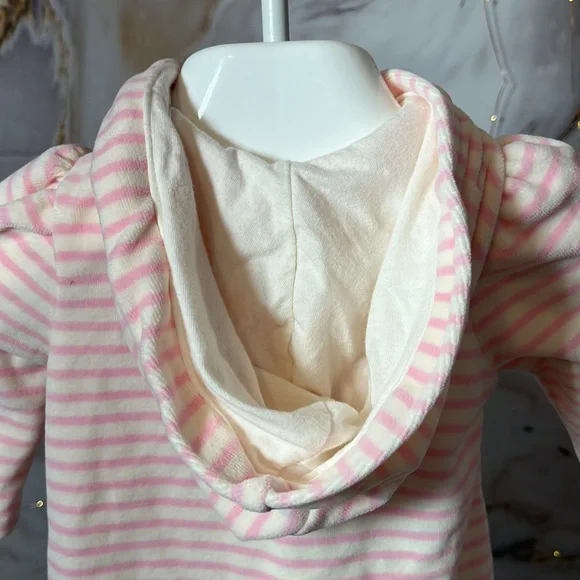 Ralph Lauren Baby Velour Hooded Zip Up Pink and White Stripe Size 3 months - Picture 4 of 7